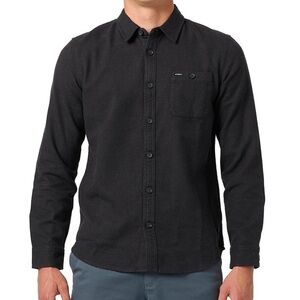 O'Neill Men's Black Long-Sleeve Casual Button-Down Flannel Shirt
